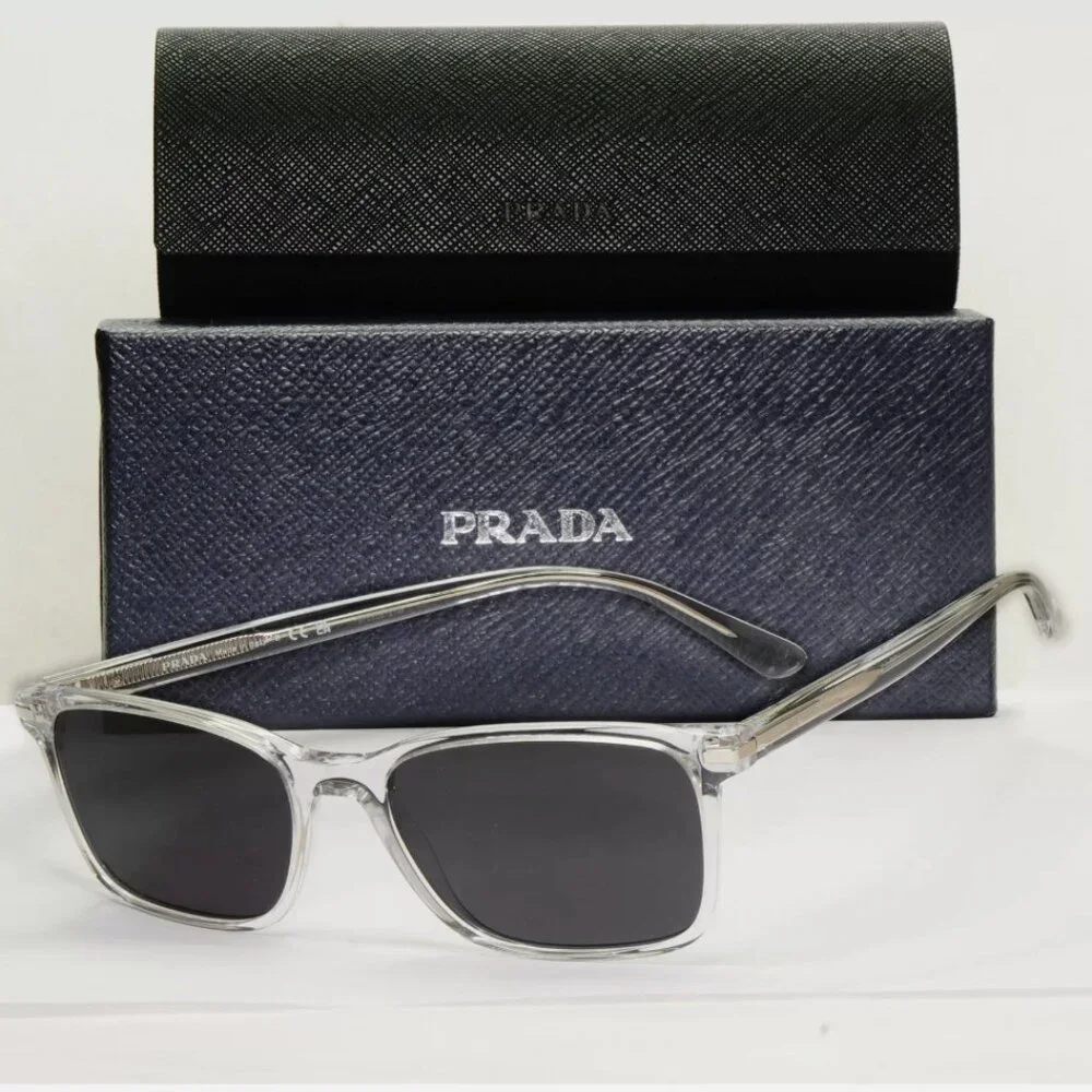 New Prada Black Transparent Crystal Square Sunglasses